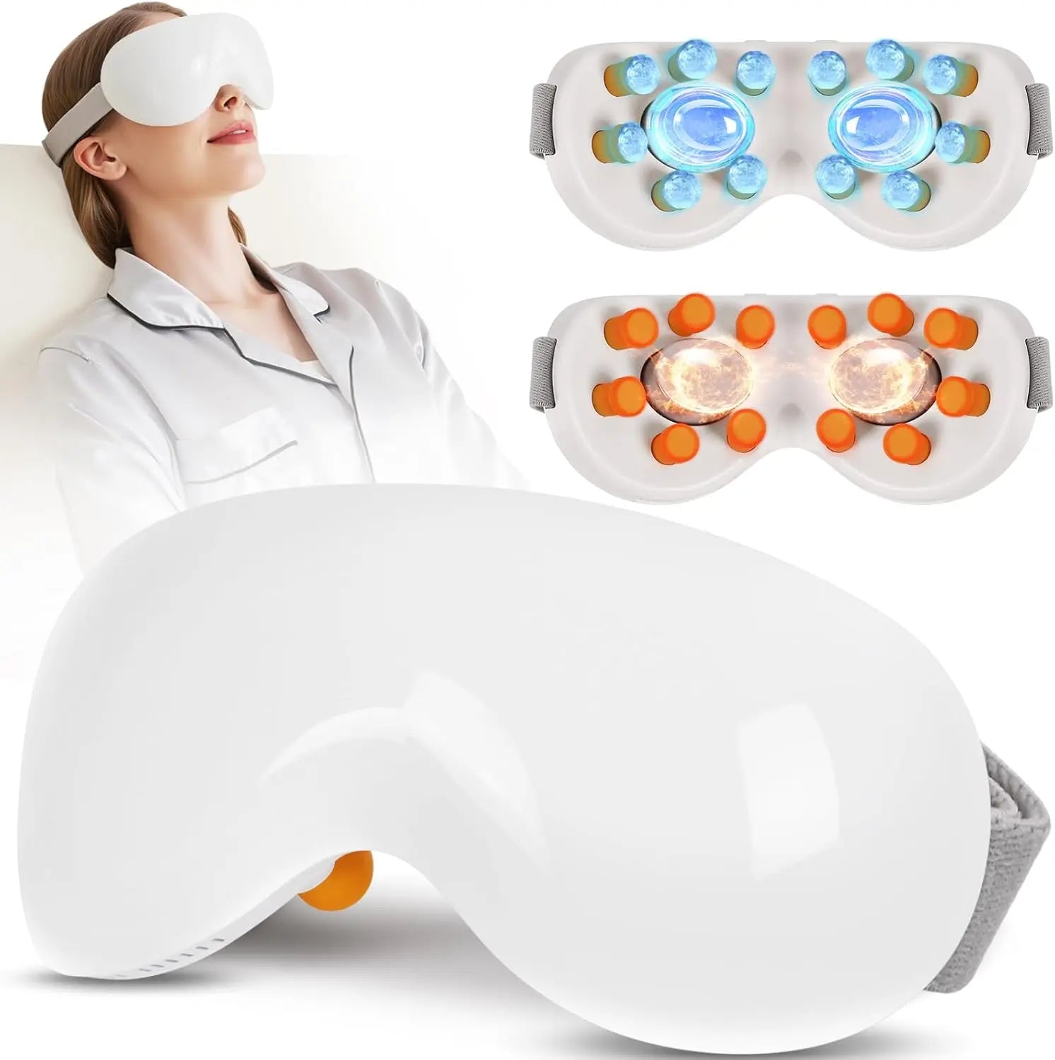 Eye Massager with Cooling 12 Vibration Node Rechargeable Relaxation Eye Care Device with Bluetooth for Puffiness Improve Sleep