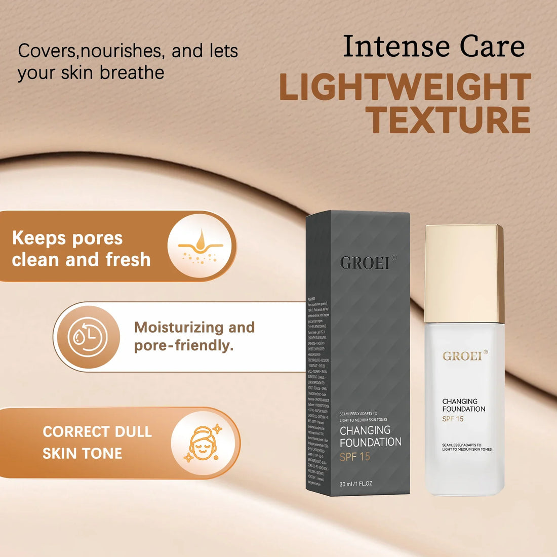 Color Changing Foundation Moisturizer Oil-control Hydrating Color Longwearing Waterproof Travel Coverage Make Up Base