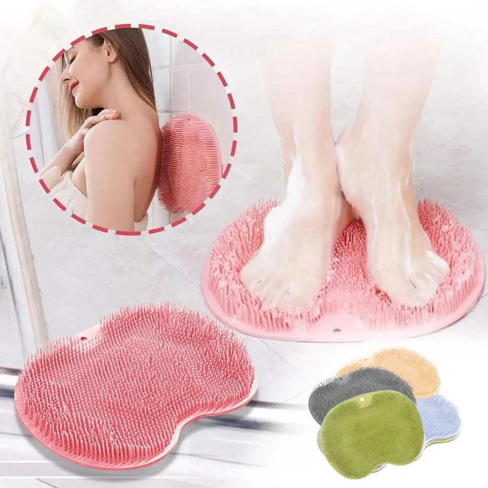 Shower Foot Scrubber Mat with Suction Cups, Non-Slip Exfoliating Foot Cleaner for Shower & Bath, Multi-Use Back Massager Pad