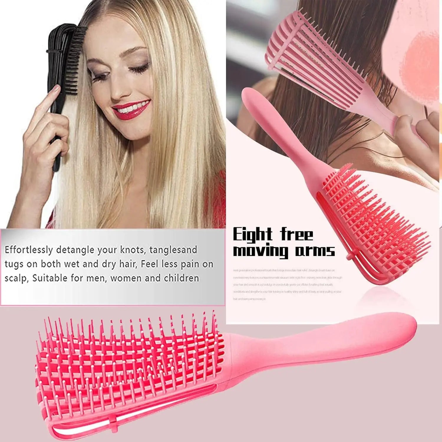 1Pc Detangling Brush for Afro America/African Hair Textured 3a to 4c Kinky Wavy/CurlyLong Hair, Knots Detangler Easy to Clean