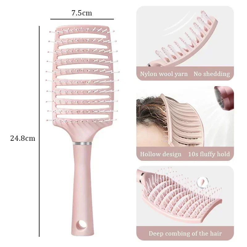 Detangling Hair Brush Hollow Scalp Massage Comb Hairdressing Wide Tooth Hair Comb Wet Curly Massage Brush Barber Styling Tools
