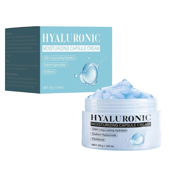 Hyaluronic Acid Capsule Cream Lasting Hydration, Barrier Care, Calming Daily Facial Moisturizer For All Skin Types,55g/1.94oz