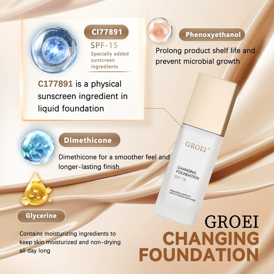 Color Changing Foundation Moisturizer Oil-control Hydrating Color Longwearing Waterproof Travel Coverage Make Up Base