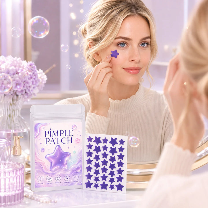 Pimple Patches (160/400/800 Pieces), 40 Patches per Sheet, Purple Star Shapes—Lightweight, Flexible, Soft Pastel Style
