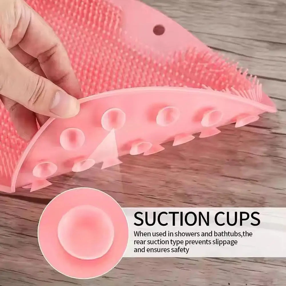 Shower Foot Scrubber Mat with Suction Cups, Non-Slip Exfoliating Foot Cleaner for Shower & Bath, Multi-Use Back Massager Pad