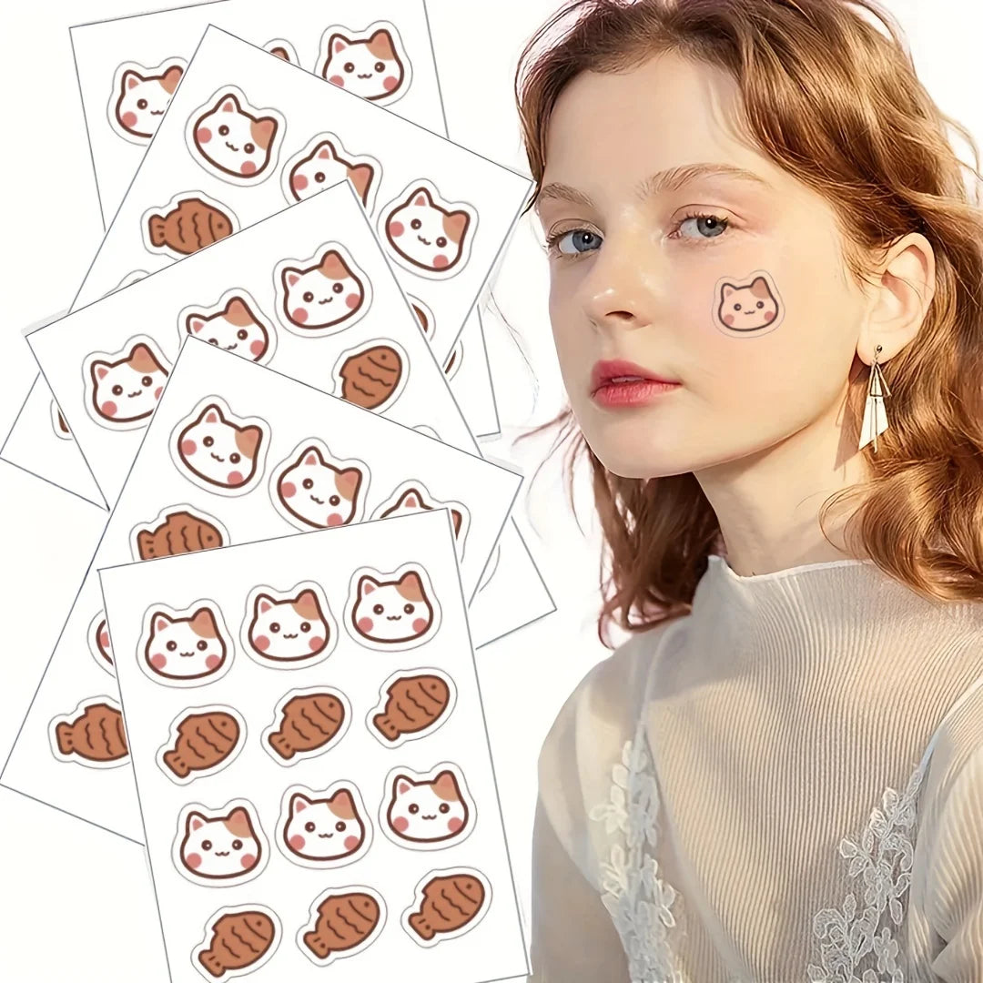 12pcs Cute cartoon pimple patch, suitable for many occasions, skin gentle, waterproof, for both men and women