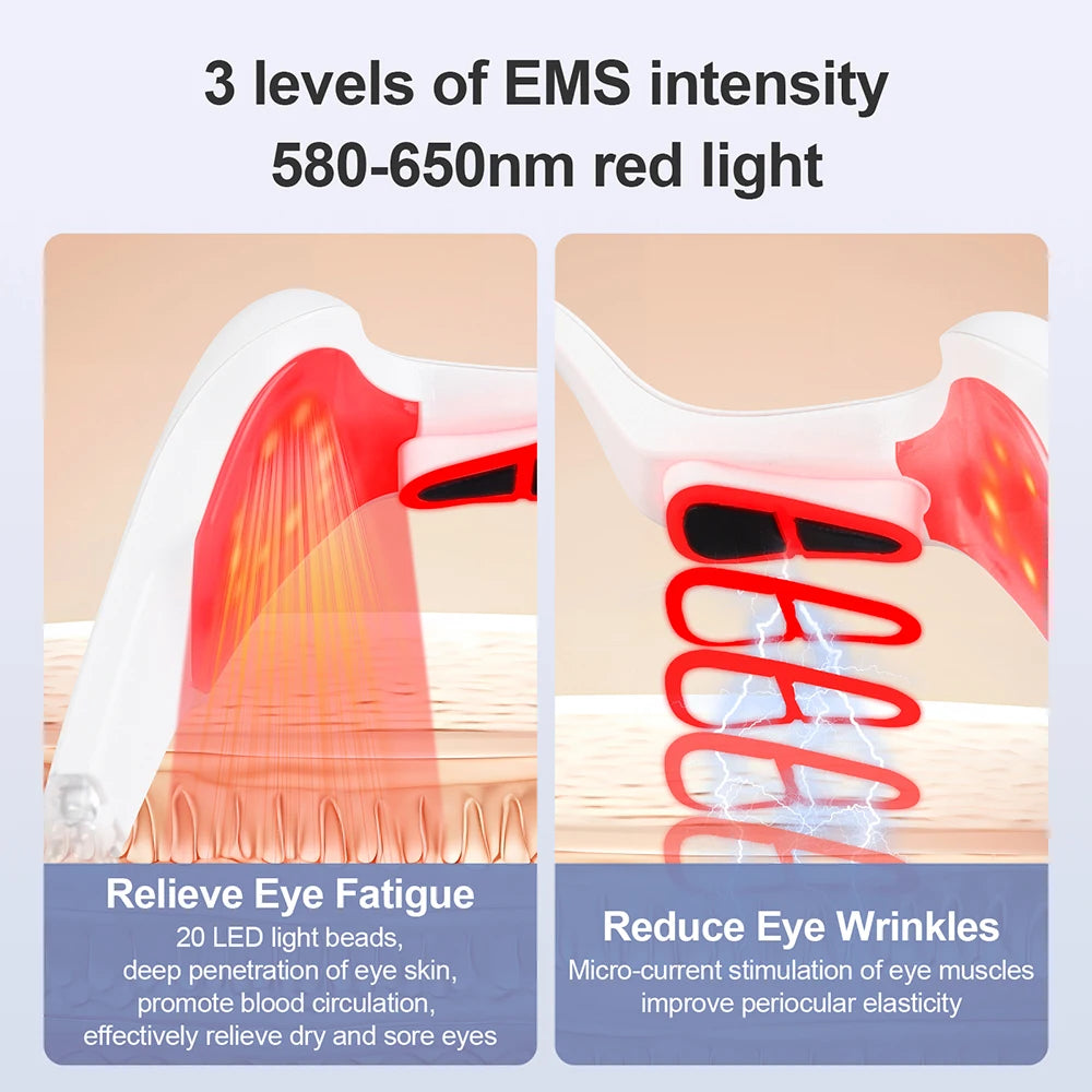 Electric Eye Massager Under-Eye Glasses Massager Eye Fatigue Relief Massager Red Light Relieves Eye Fatigue Eyes Massage Glasses