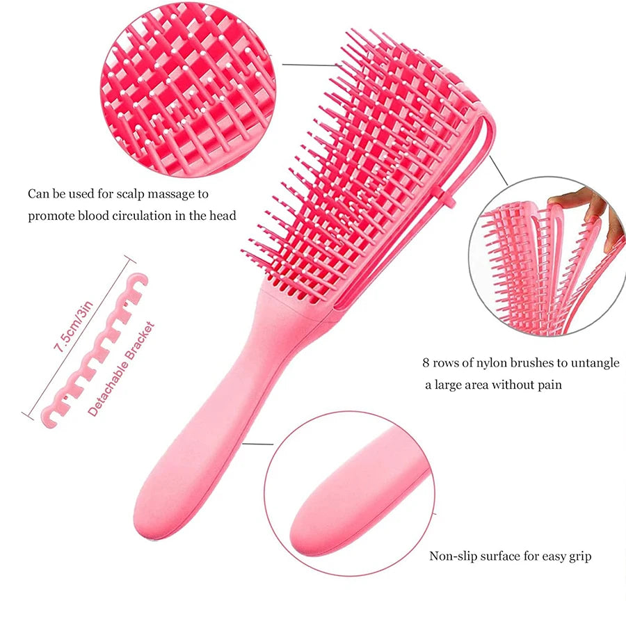 1Pc Detangling Brush for Afro America/African Hair Textured 3a to 4c Kinky Wavy/CurlyLong Hair, Knots Detangler Easy to Clean