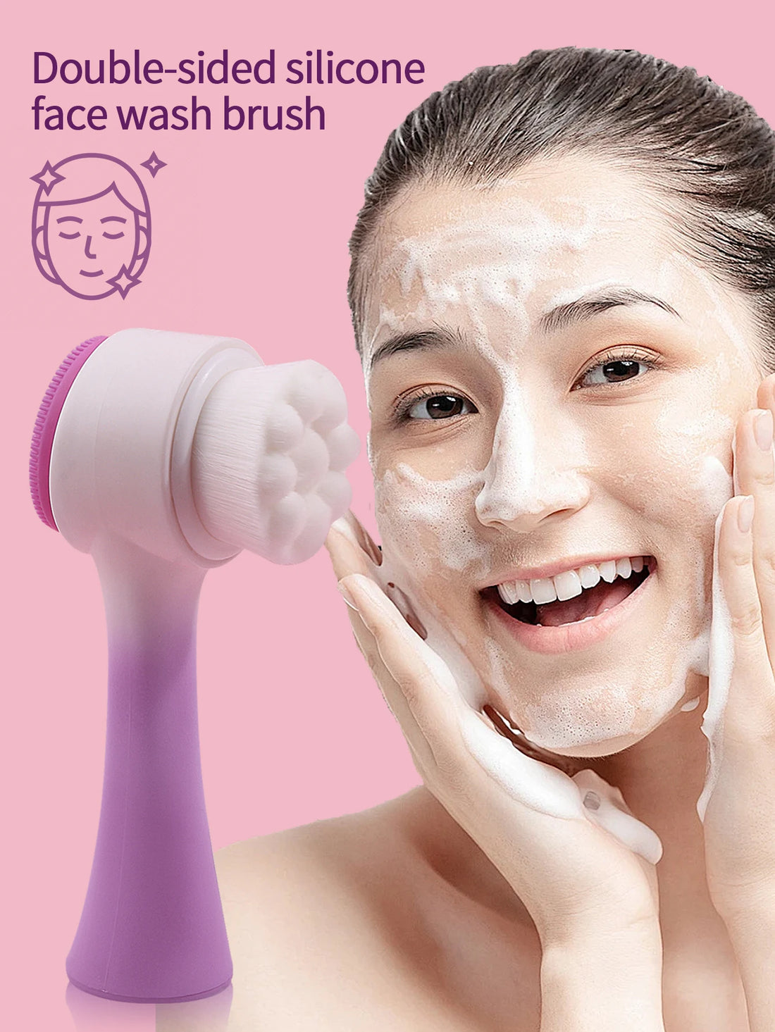 Silicone Facial Cleansing Brush Massage Care Face Brush & Spa Headband and Wristband Set Skin Care Headband
