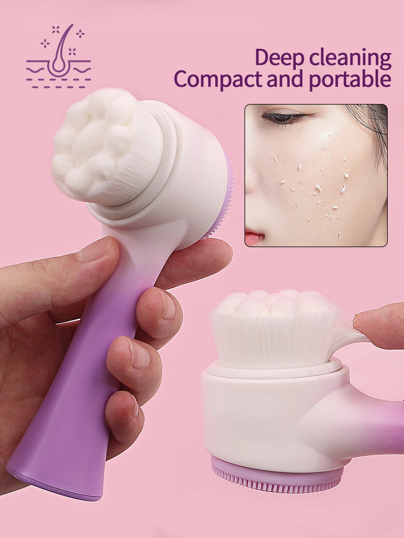 Silicone Facial Cleansing Brush Massage Care Face Brush & Spa Headband and Wristband Set Skin Care Headband
