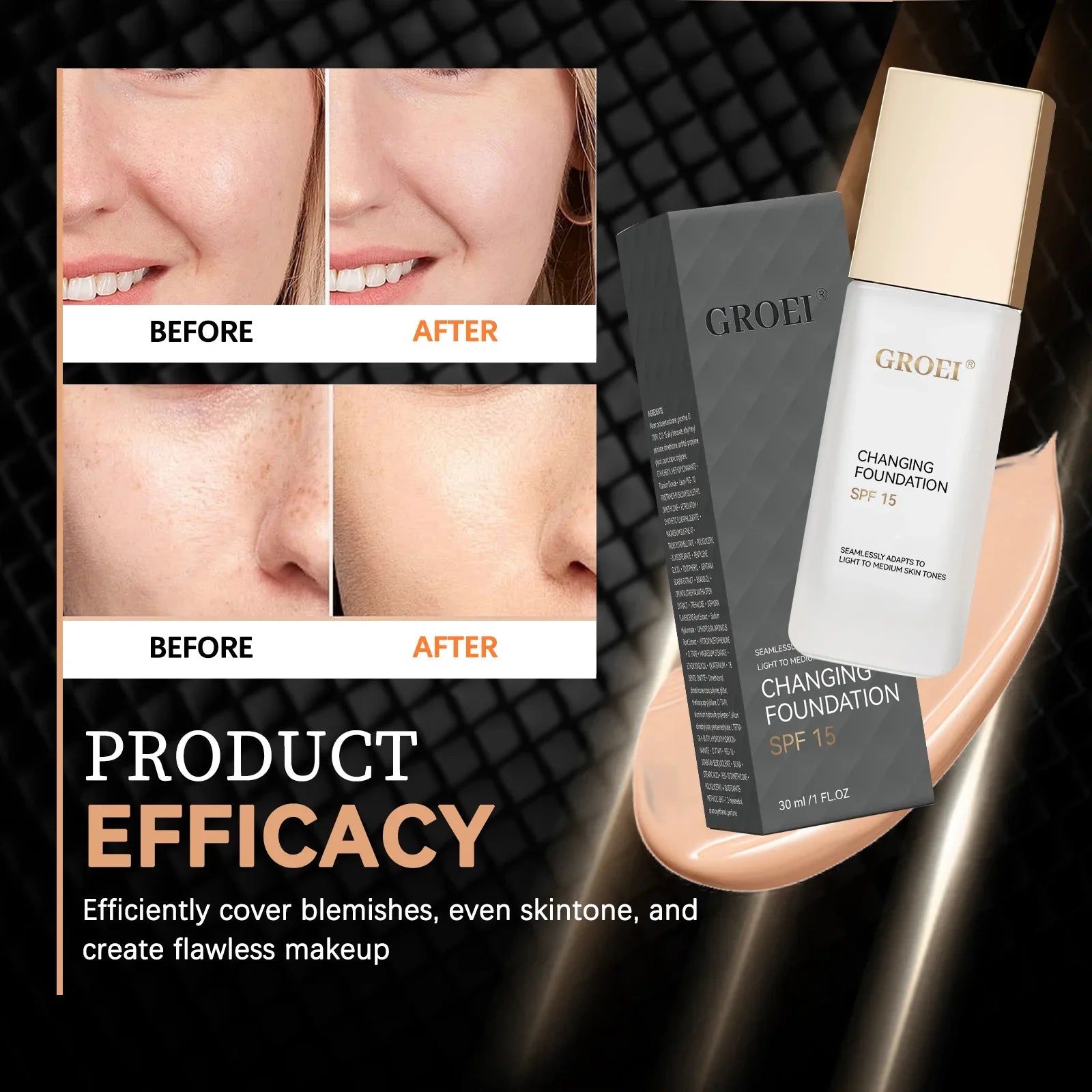 Color Changing Foundation Moisturizer Oil-control Hydrating Color Longwearing Waterproof Travel Coverage Make Up Base