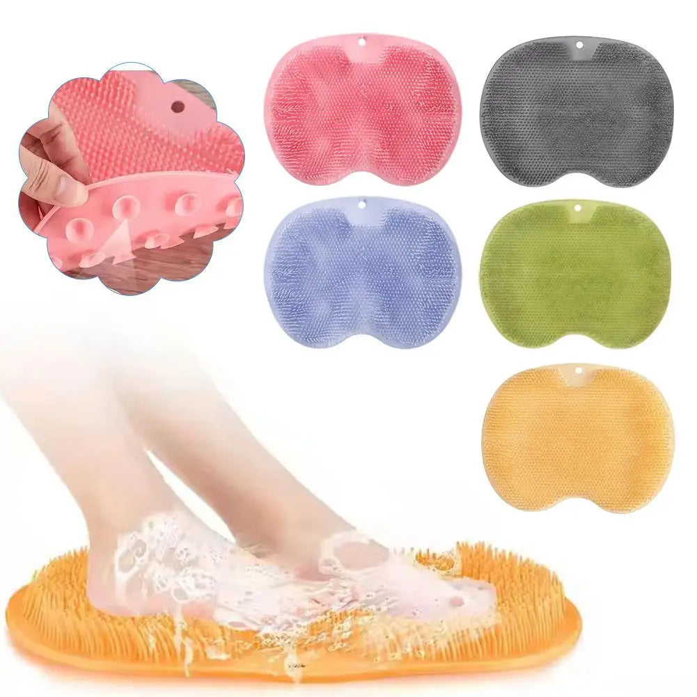 Shower Foot Scrubber Mat with Suction Cups, Non-Slip Exfoliating Foot Cleaner for Shower & Bath, Multi-Use Back Massager Pad