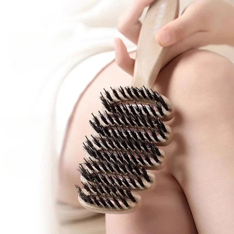 Boar Bristle Paddle Hair Brush Anti Static Comb Hairdressing Massage Comb Curly Hairbrush Salon Hair Styling Tools Makeup Tools