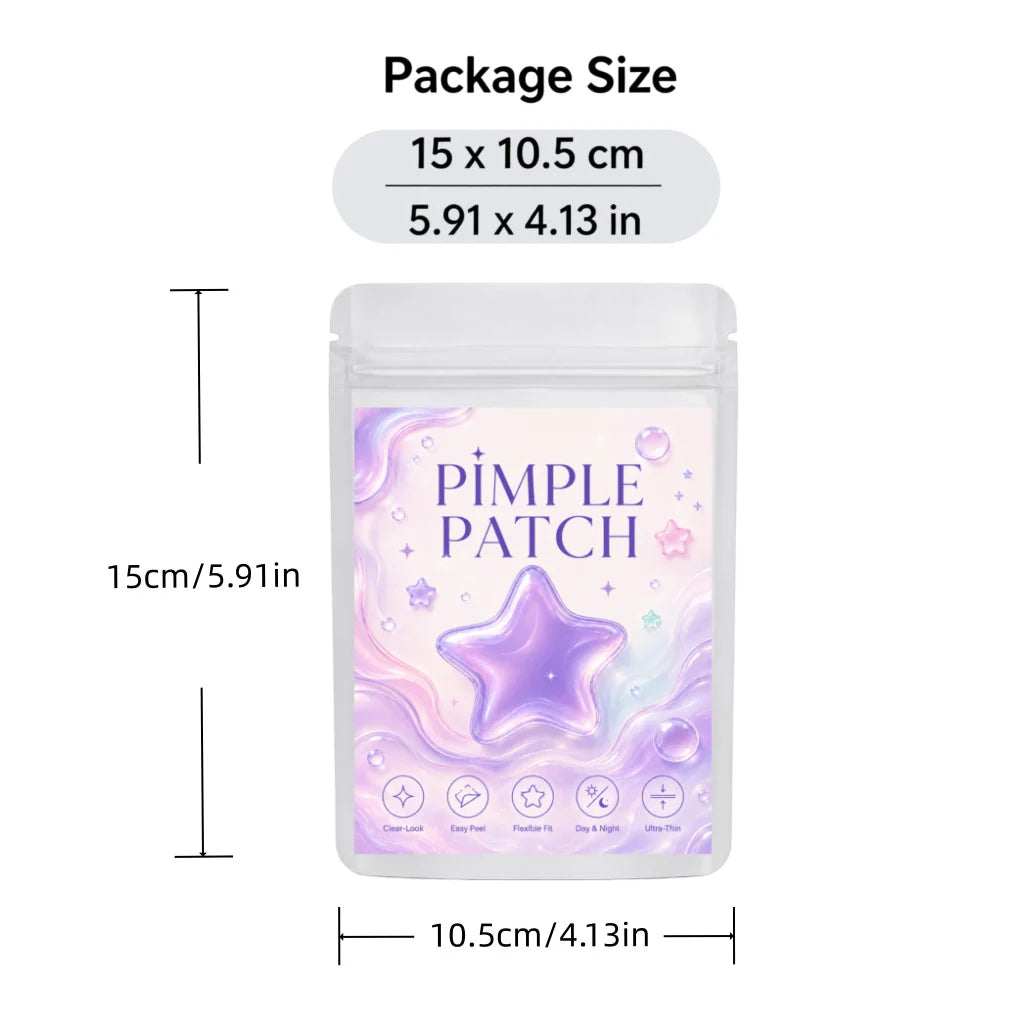 Pimple Patches (160/400/800 Pieces), 40 Patches per Sheet, Purple Star Shapes—Lightweight, Flexible, Soft Pastel Style