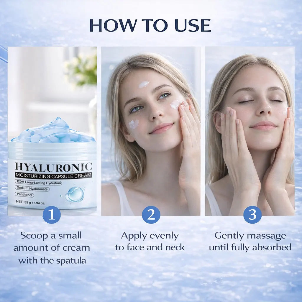 Hyaluronic Acid Capsule Cream Lasting Hydration, Barrier Care, Calming Daily Facial Moisturizer For All Skin Types,55g/1.94oz
