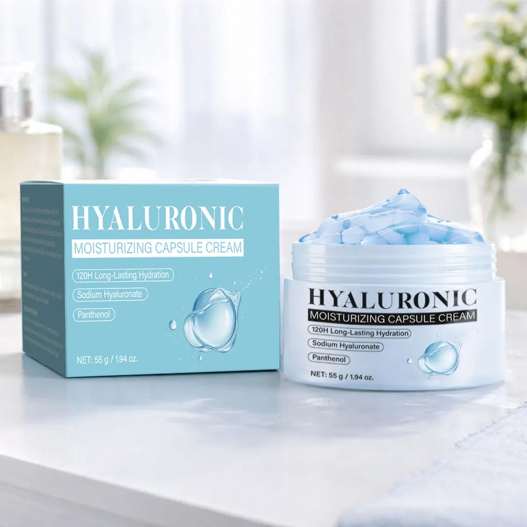 Hyaluronic Acid Capsule Cream Lasting Hydration, Barrier Care, Calming Daily Facial Moisturizer For All Skin Types,55g/1.94oz