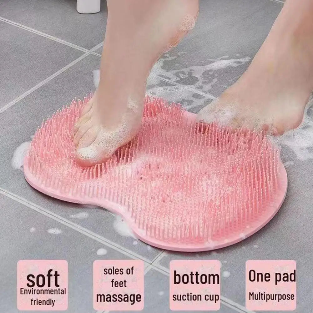 Shower Foot Scrubber Mat with Suction Cups, Non-Slip Exfoliating Foot Cleaner for Shower & Bath, Multi-Use Back Massager Pad