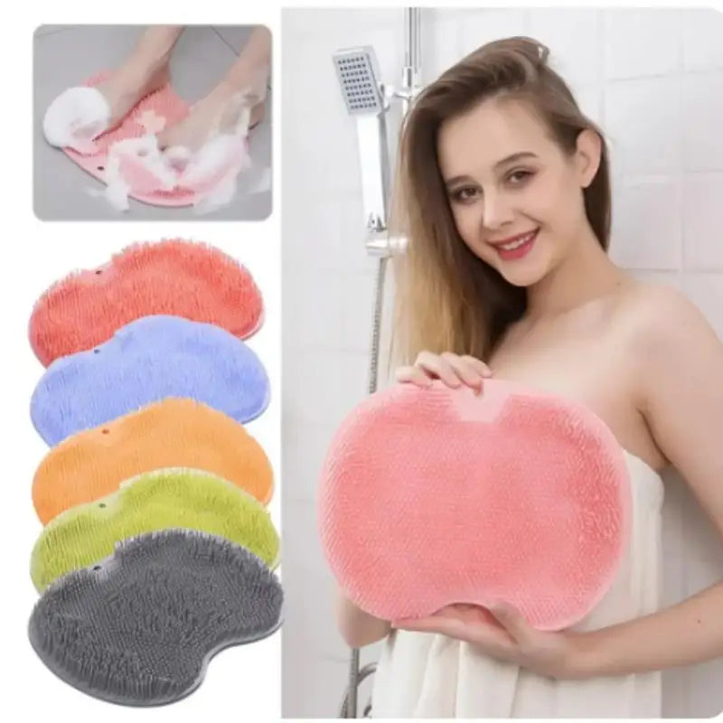 Shower Foot Scrubber Mat with Suction Cups, Non-Slip Exfoliating Foot Cleaner for Shower & Bath, Multi-Use Back Massager Pad