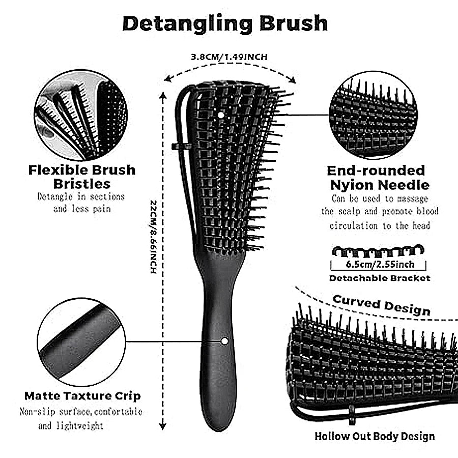 1Pc Detangling Brush for Afro America/African Hair Textured 3a to 4c Kinky Wavy/CurlyLong Hair, Knots Detangler Easy to Clean