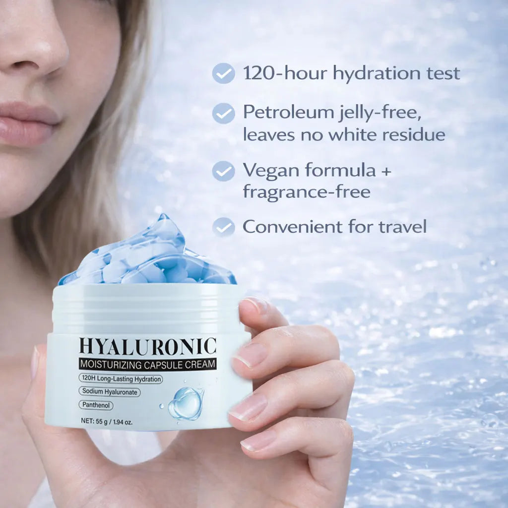 Hyaluronic Acid Capsule Cream Lasting Hydration, Barrier Care, Calming Daily Facial Moisturizer For All Skin Types,55g/1.94oz