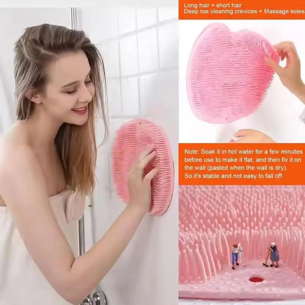 Shower Foot Scrubber Mat with Suction Cups, Non-Slip Exfoliating Foot Cleaner for Shower & Bath, Multi-Use Back Massager Pad