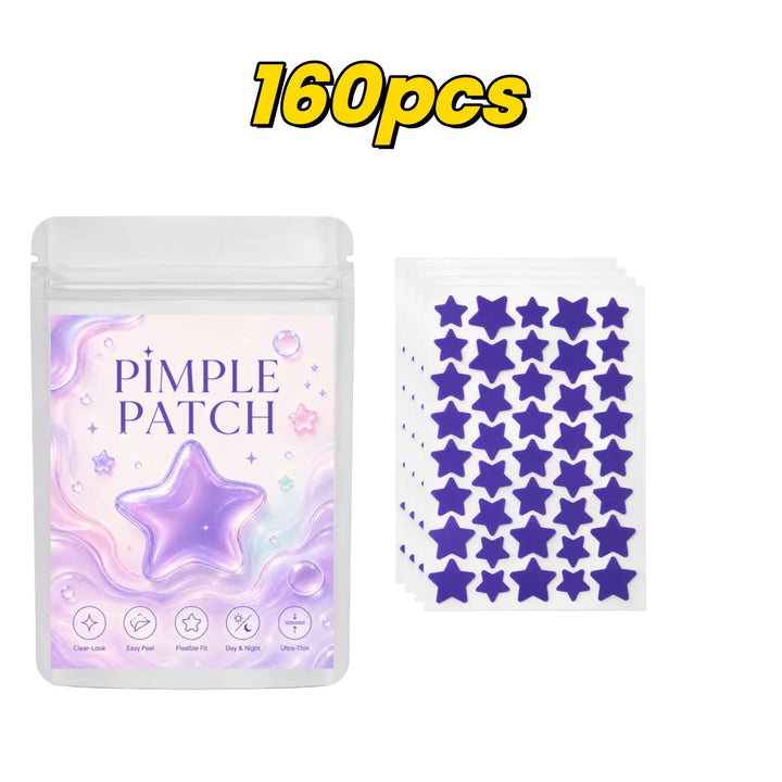 Pimple Patches (160/400/800 Pieces), 40 Patches per Sheet, Purple Star Shapes—Lightweight, Flexible, Soft Pastel Style