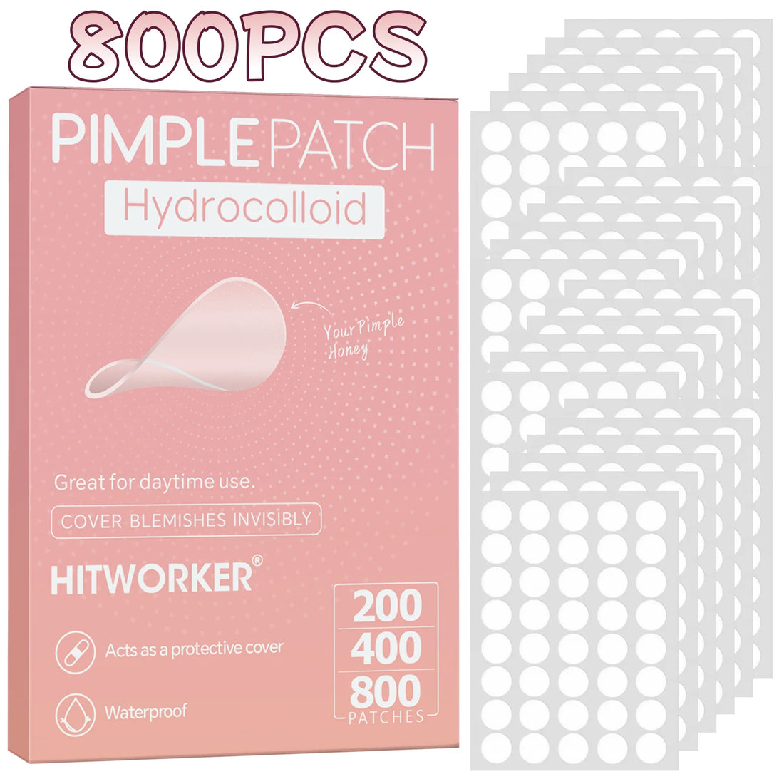 800/400/200 Pieces/Box of Deep Cleansing Water-Based Gel Pimple Patches, Effectively Covering Acne Patches, Holiday Gift