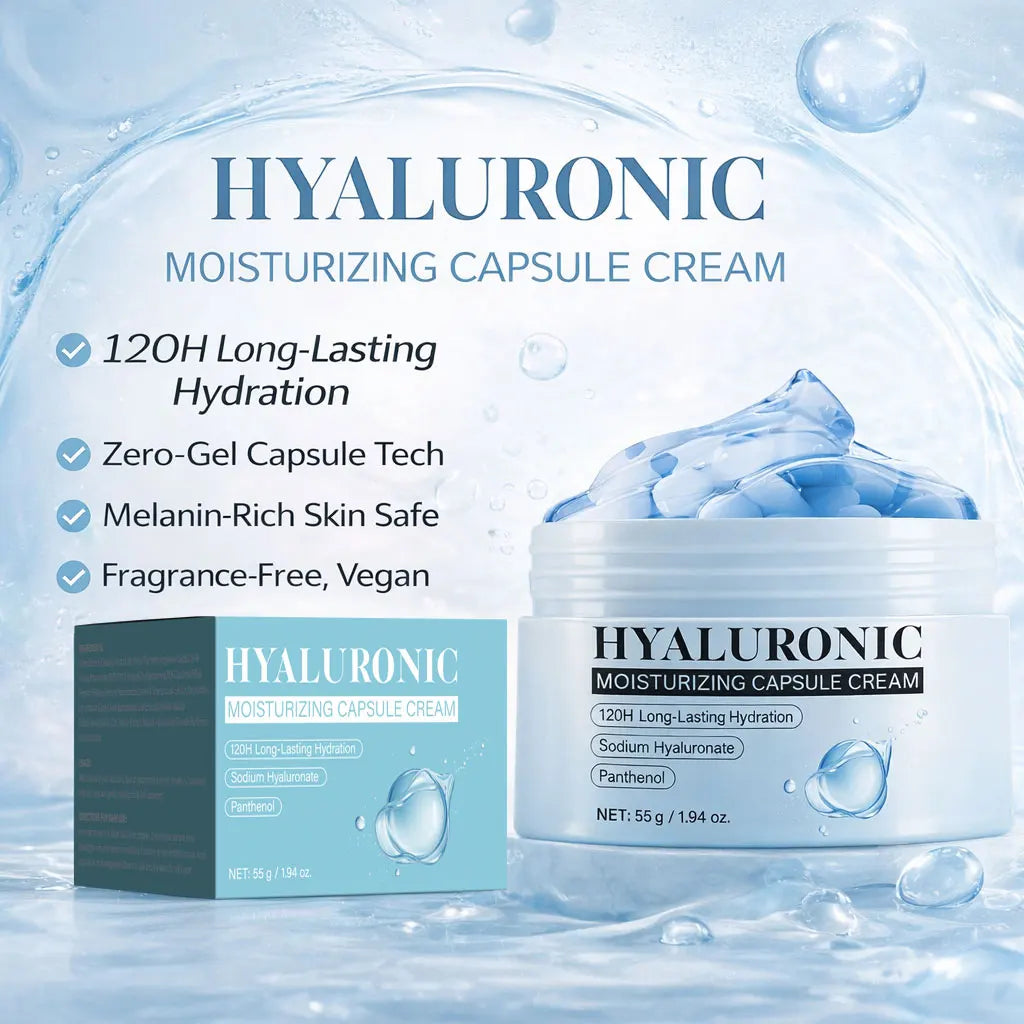 Hyaluronic Acid Capsule Cream Lasting Hydration, Barrier Care, Calming Daily Facial Moisturizer For All Skin Types,55g/1.94oz